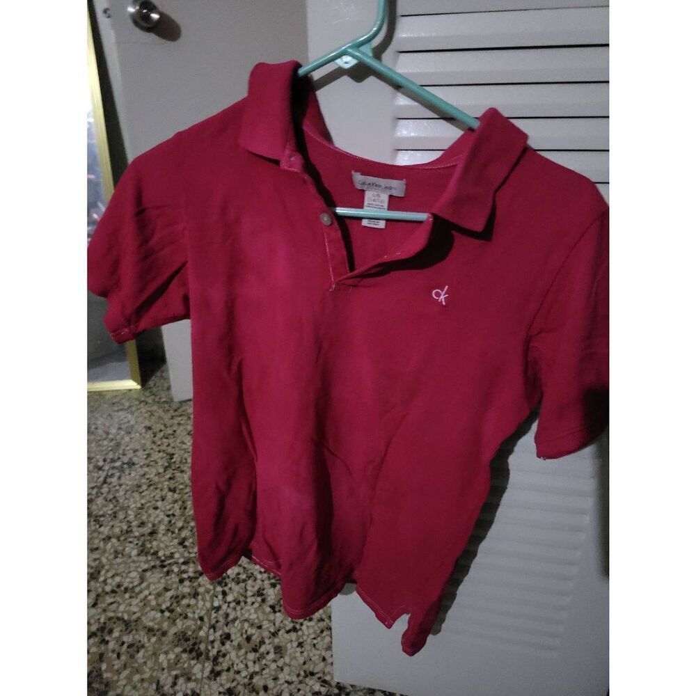 Calvin Klein red tie-dye polo
